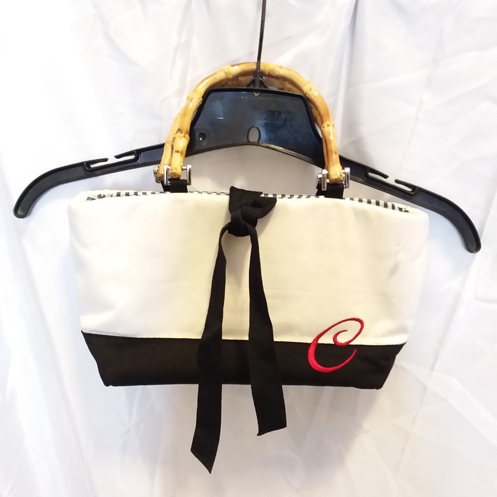 Braciano Women's Canvas & Bamboo Handle Handbag with Feet